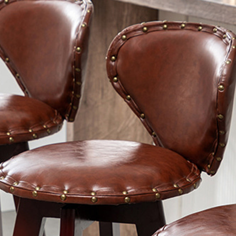 Scandinavian Arc Leather Wood Bar Stool