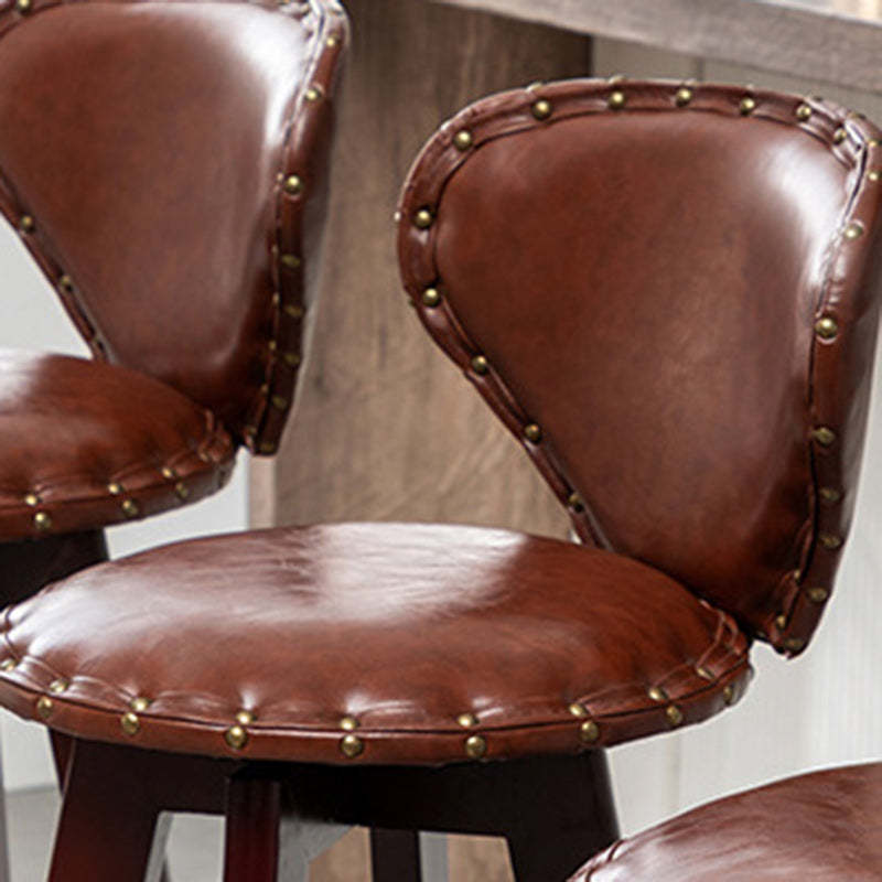 Scandinavian Arc Leather Wood Bar Stool