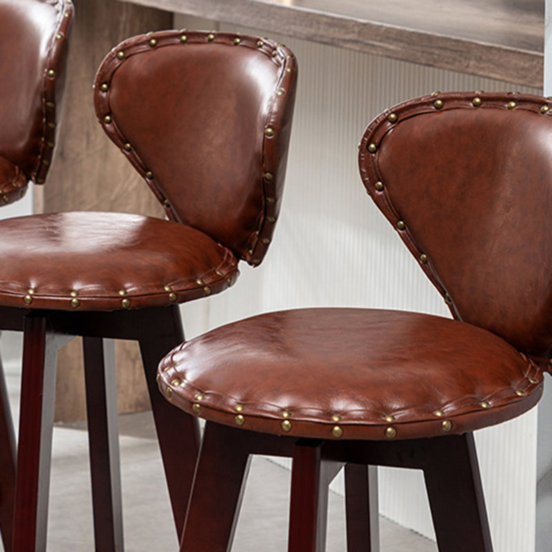 Scandinavian Arc Leather Wood Bar Stool
