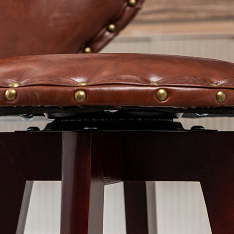 Scandinavian Arc Leather Wood Bar Stool