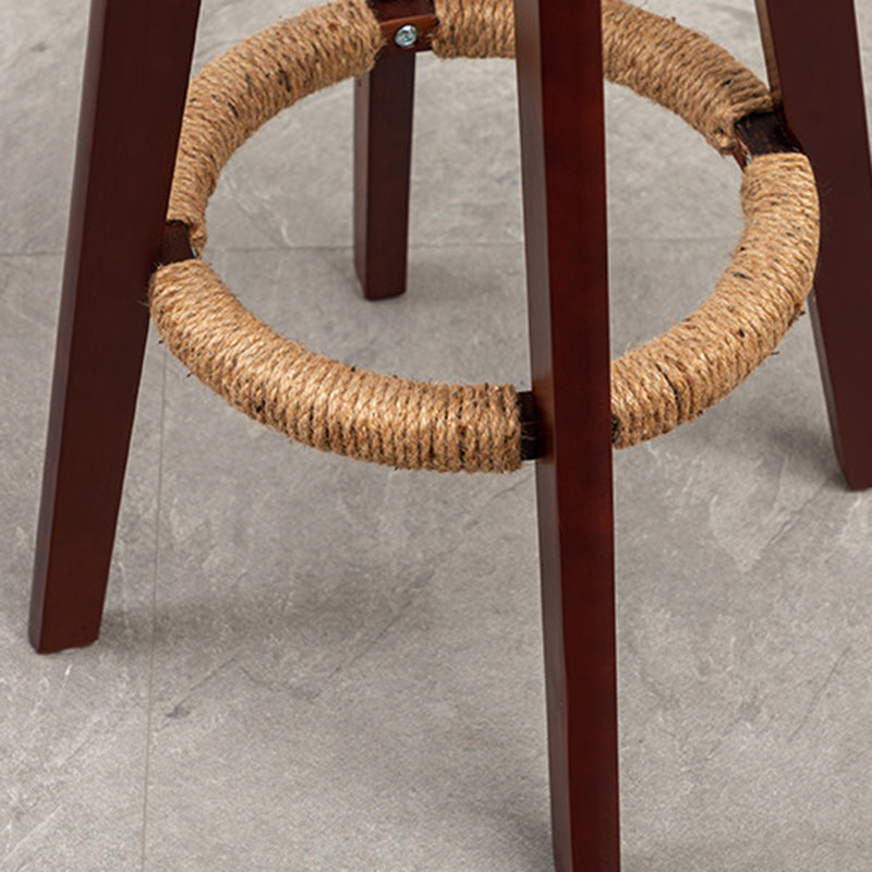 Scandinavian Arc Leather Wood Bar Stool