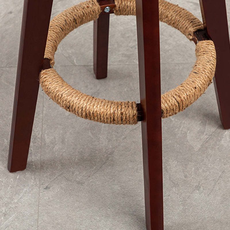 Scandinavian Arc Leather Wood Bar Stool