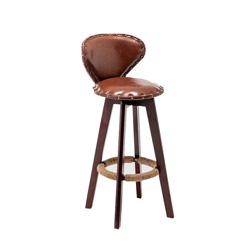 Scandinavian Arc Leather Wood Bar Stool
