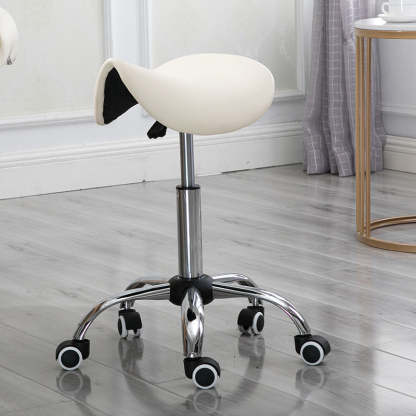 Minimalist Curved Leather Steel Bar Stool — White