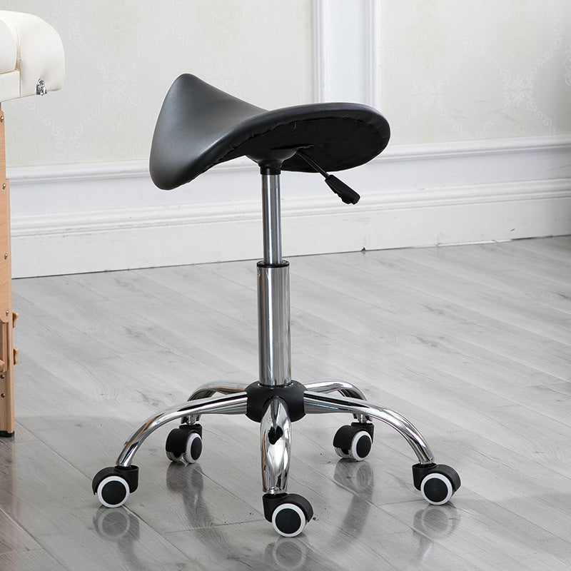 Minimalist Curved Leather Steel Bar Stool — Black