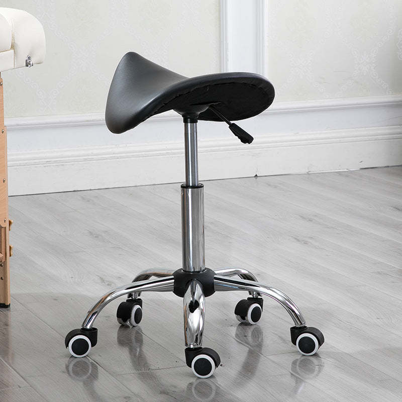 Minimalist Curved Leather Steel Bar Stool — Black