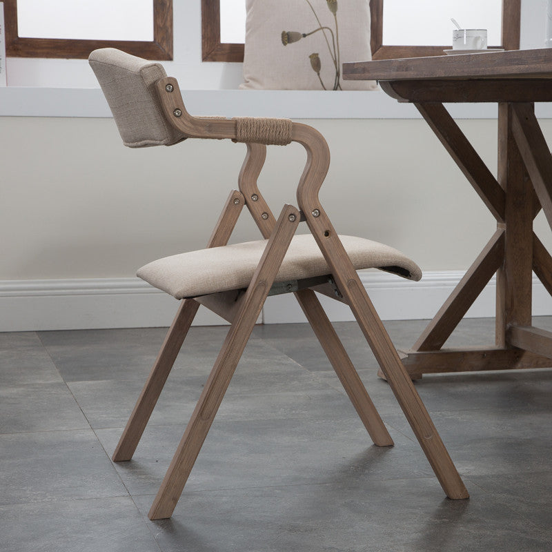 Rustic Curved Foldable Hemp Rope Dining Chair