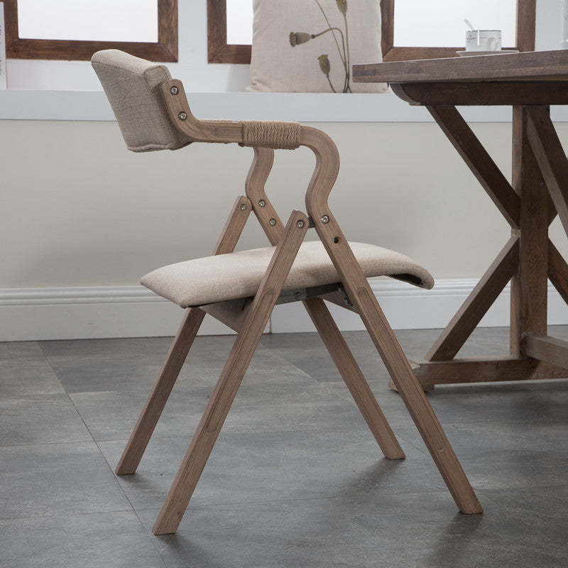 Rustic Curved Foldable Hemp Rope Dining Chair