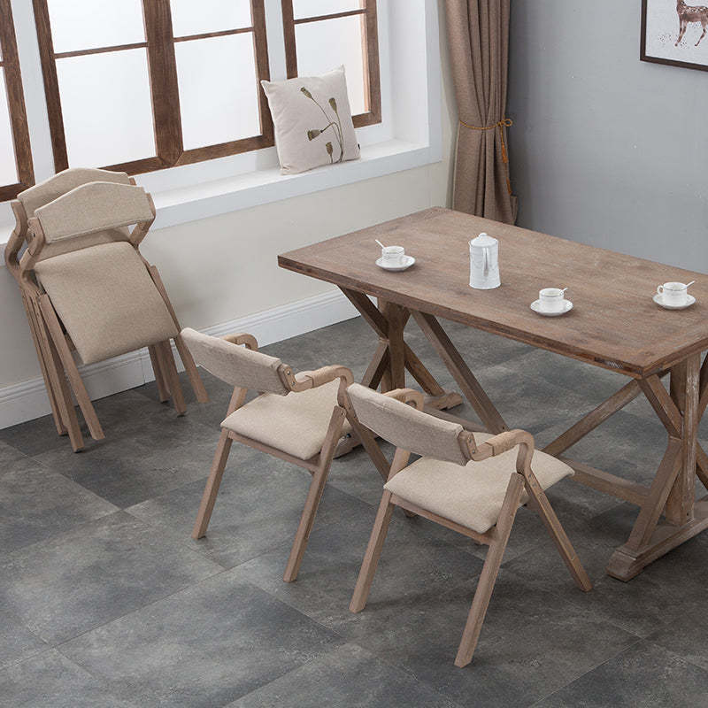 Rustic Curved Foldable Hemp Rope Dining Chair — Beige