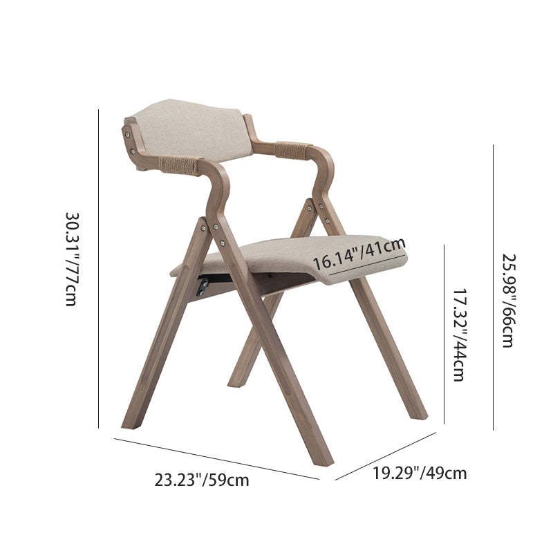 Rustic Curved Foldable Hemp Rope Dining Chair — Coffee