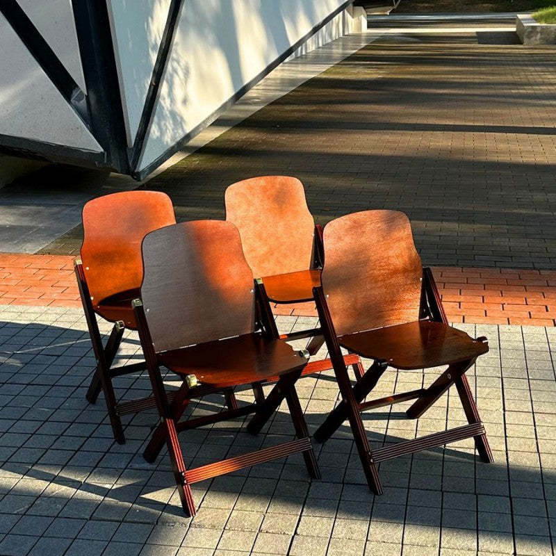 Retro Foldable Beech Wood Coffee Chair