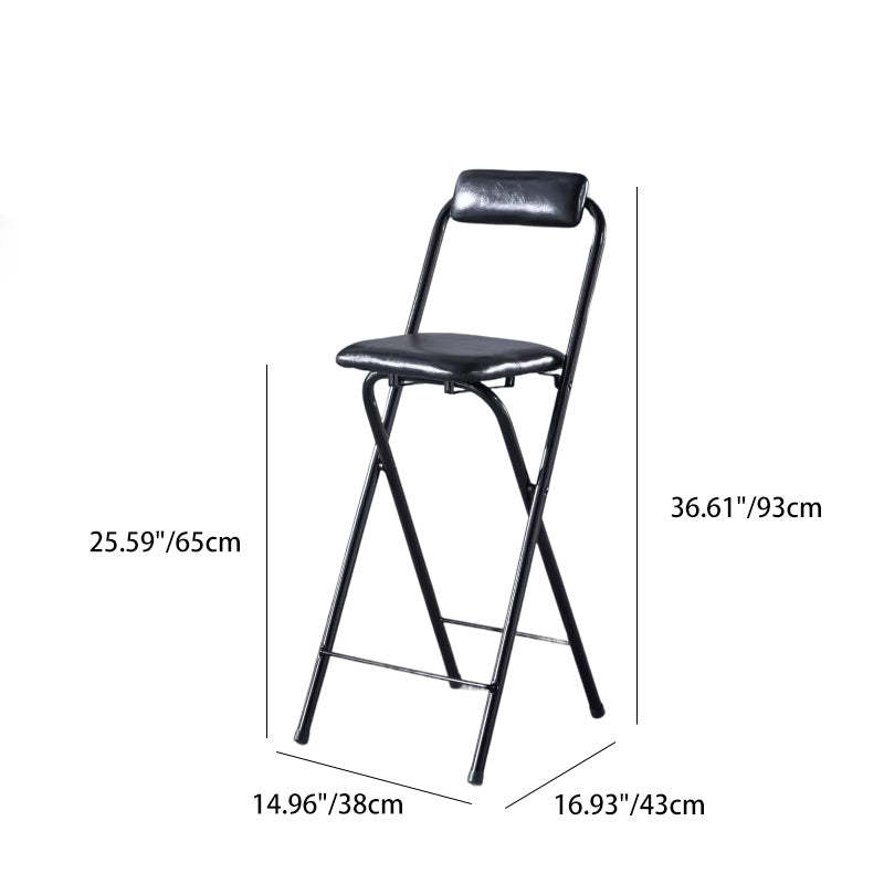 Minimalist Leather Iron Foldable Bar Stool — White