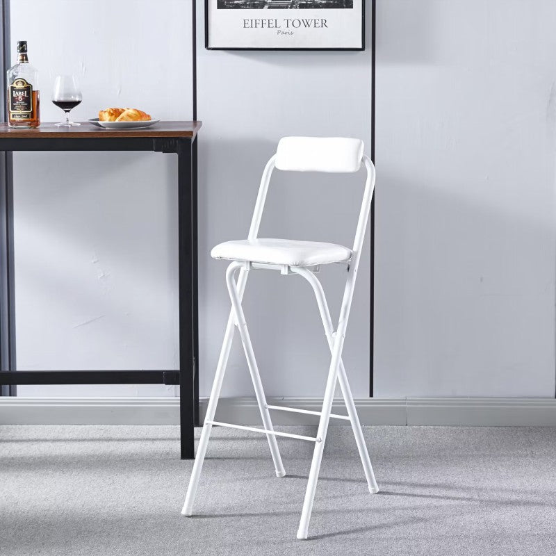 Minimalist Leather Iron Foldable Bar Stool