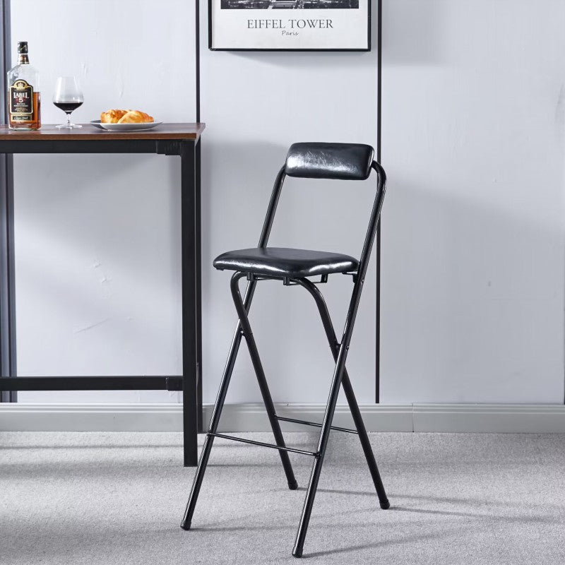 Minimalist Leather Iron Foldable Bar Stool