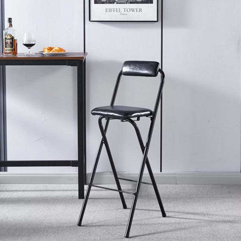 Minimalist Leather Iron Foldable Bar Stool