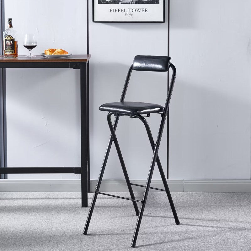 Minimalist Leather Iron Foldable Bar Stool