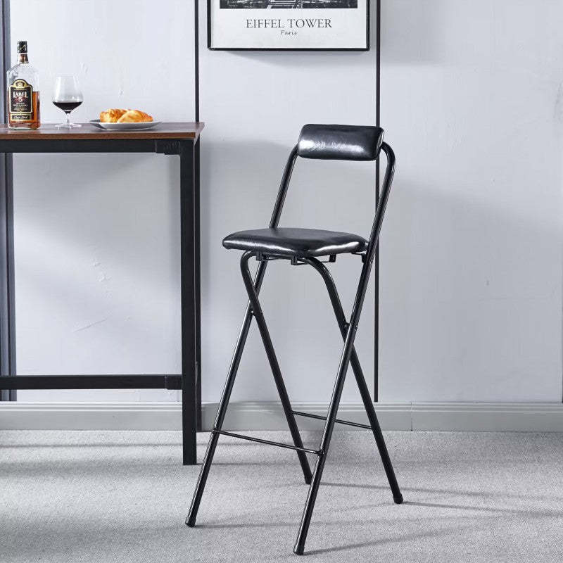 Minimalist Leather Iron Foldable Bar Stool