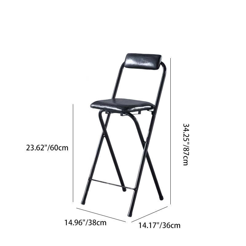 Minimalist Leather Iron Foldable Bar Stool — Black