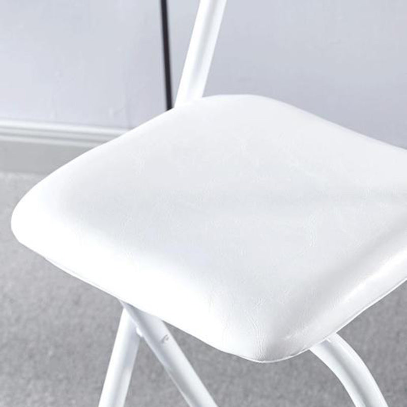 Minimalist Leather Iron Foldable Bar Stool — White