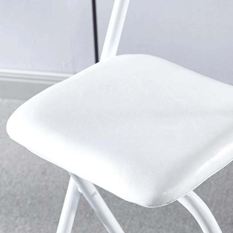 Minimalist Leather Iron Foldable Bar Stool — White
