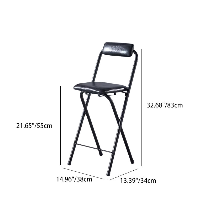 Minimalist Leather Iron Foldable Bar Stool — White