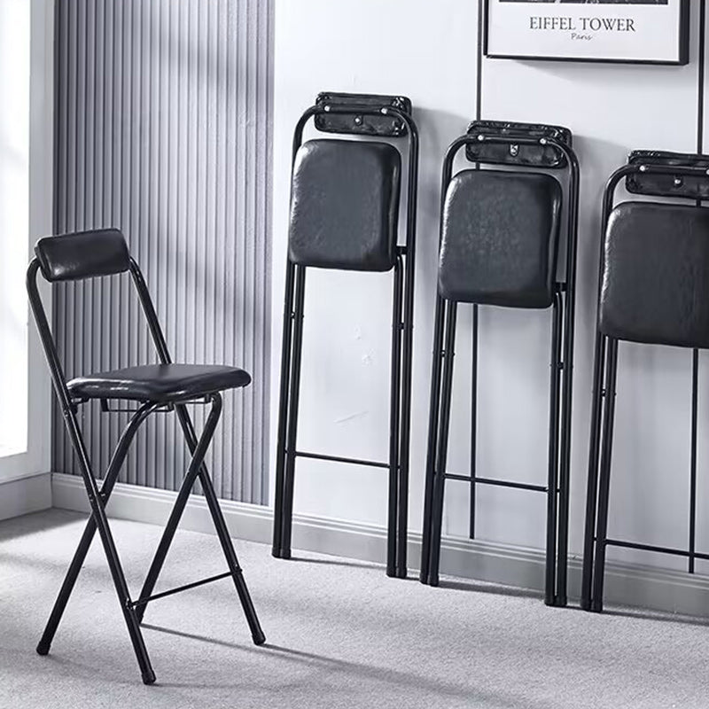 Minimalist Leather Iron Foldable Bar Stool