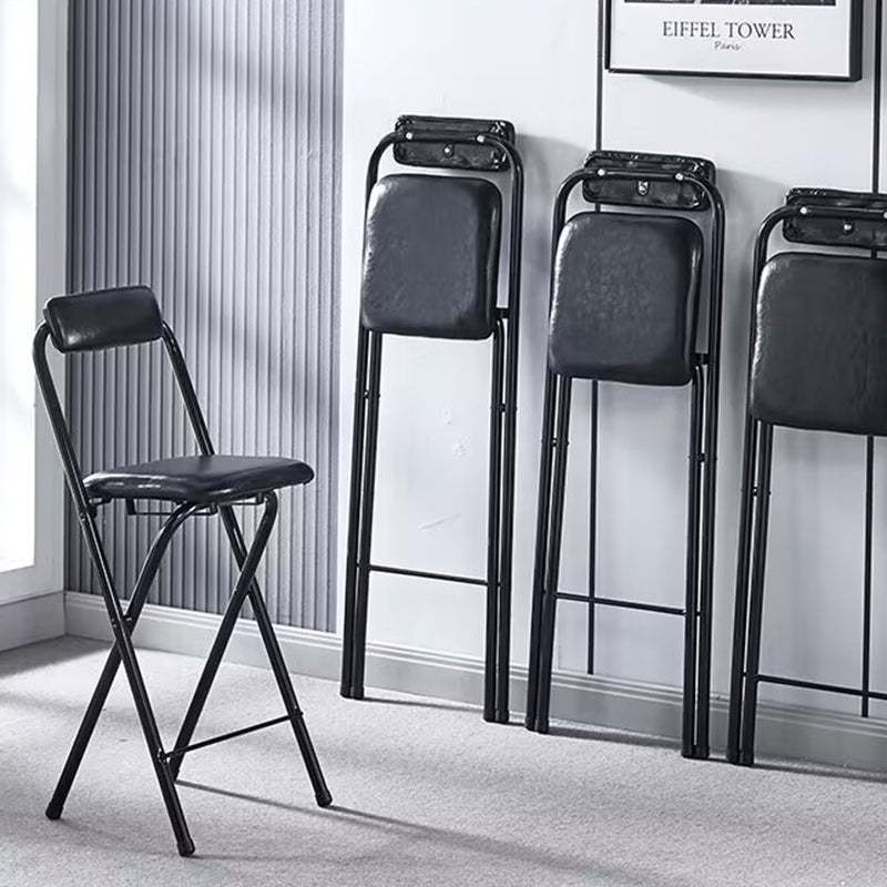Minimalist Leather Iron Foldable Bar Stool
