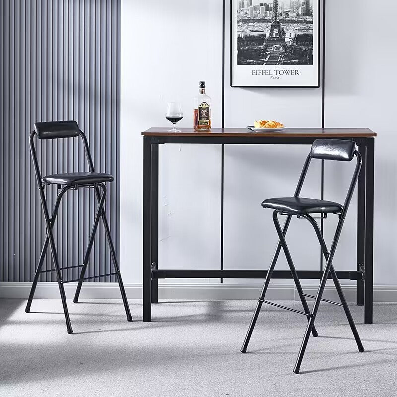 Minimalist Leather Iron Foldable Bar Stool