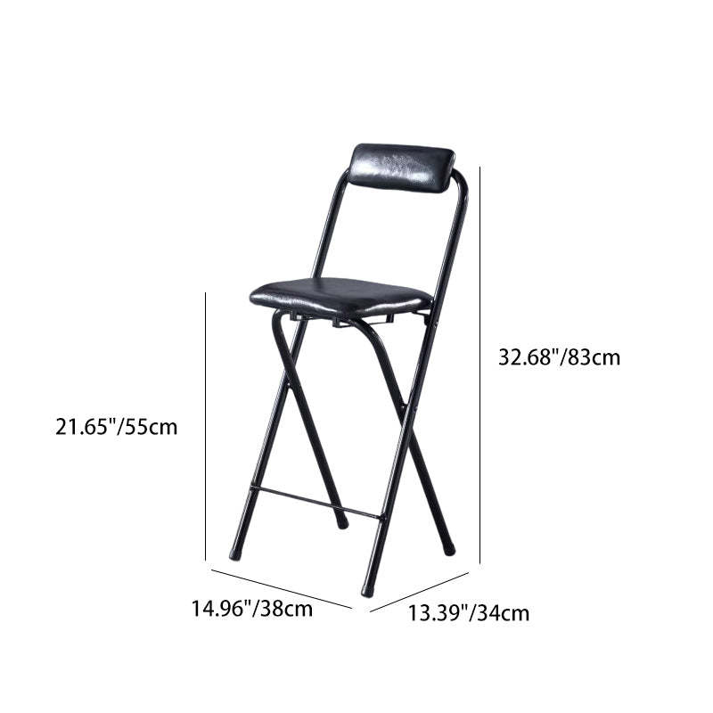 Minimalist Leather Iron Foldable Bar Stool — White
