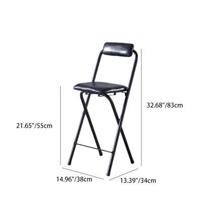 Minimalist Leather Iron Foldable Bar Stool — White