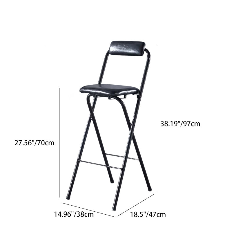 Minimalist Leather Iron Foldable Bar Stool — White
