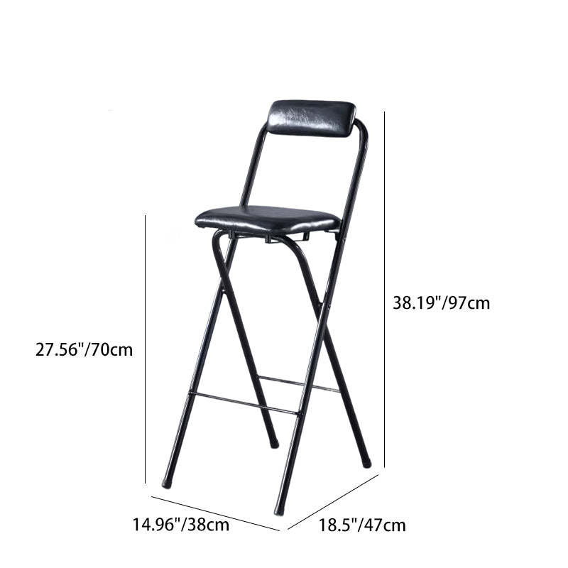 Minimalist Leather Iron Foldable Bar Stool — White