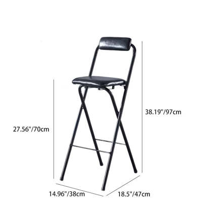 Minimalist Leather Iron Foldable Bar Stool — White