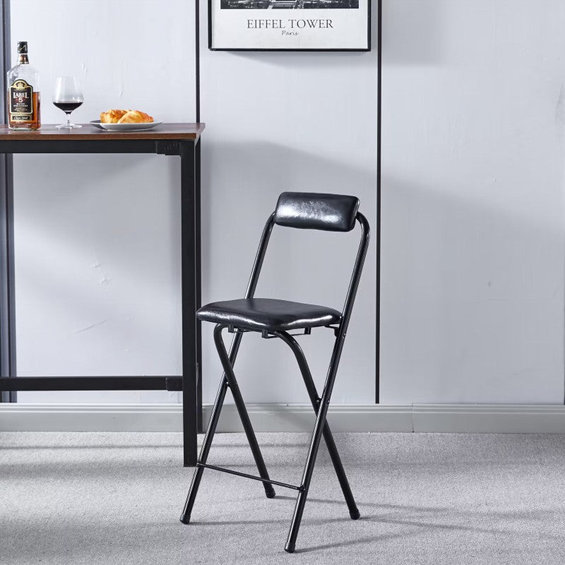 Minimalist Leather Iron Foldable Bar Stool