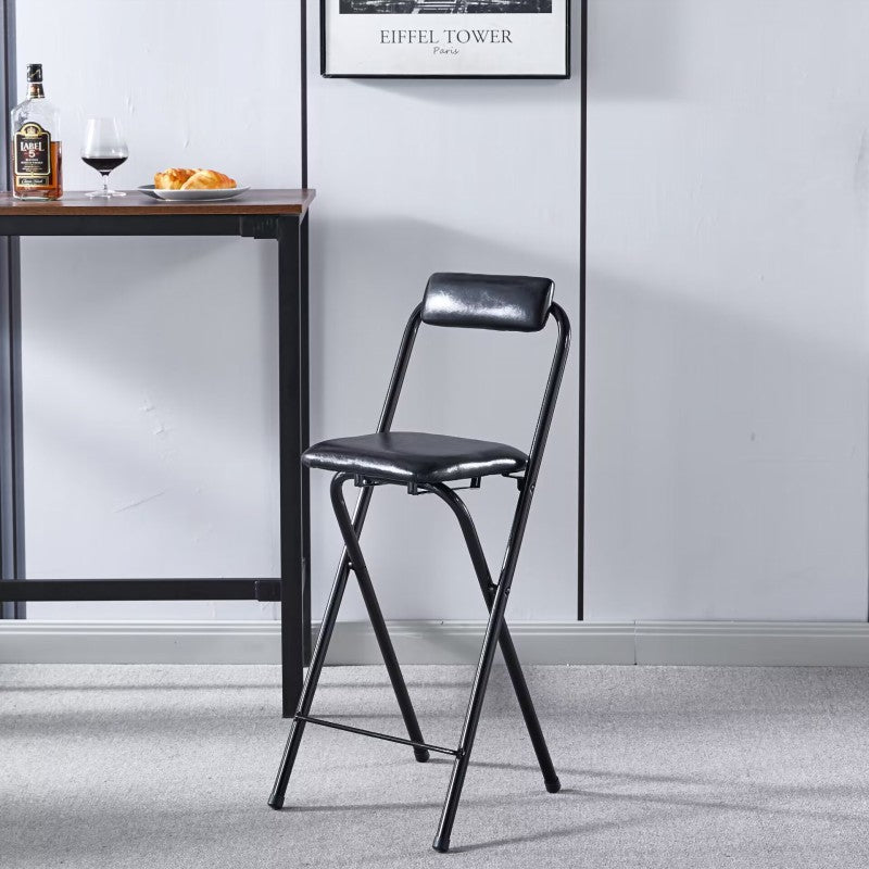 Minimalist Leather Iron Foldable Bar Stool