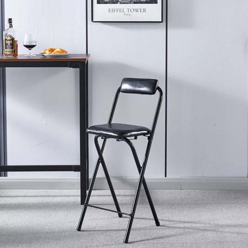 Minimalist Leather Iron Foldable Bar Stool
