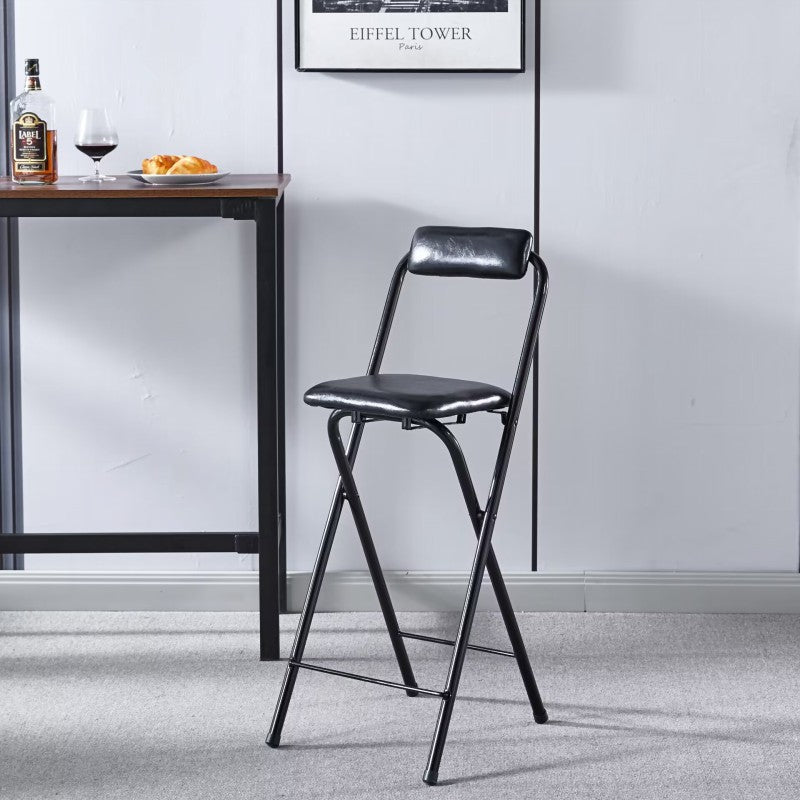 Minimalist Leather Iron Foldable Bar Stool