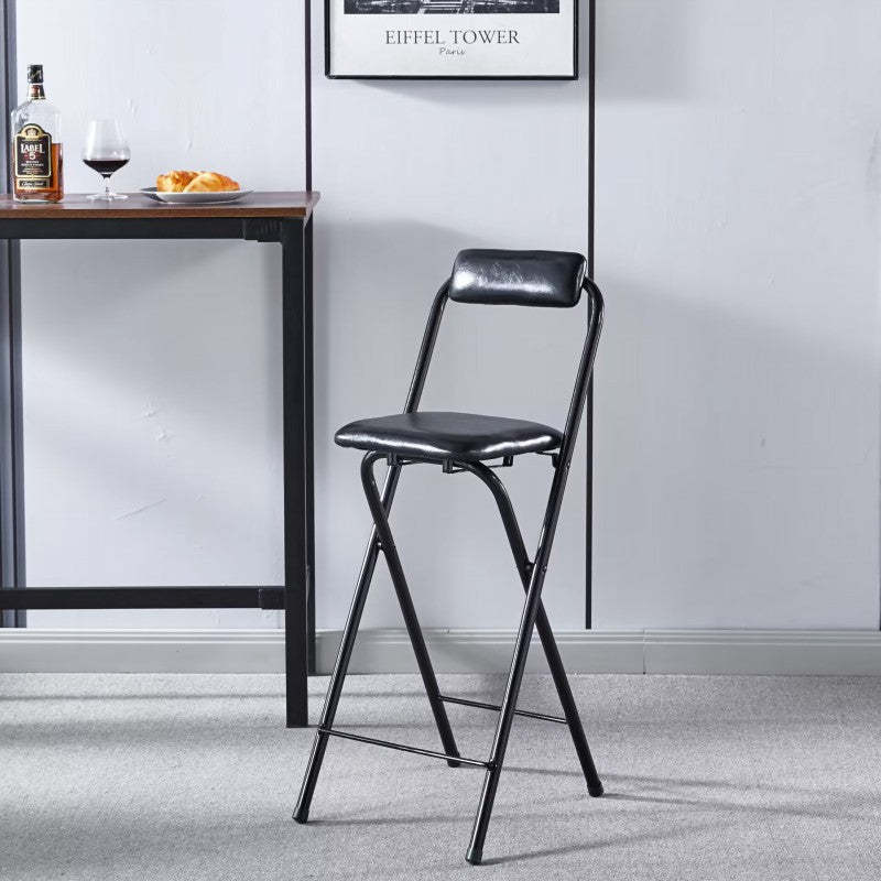 Minimalist Leather Iron Foldable Bar Stool