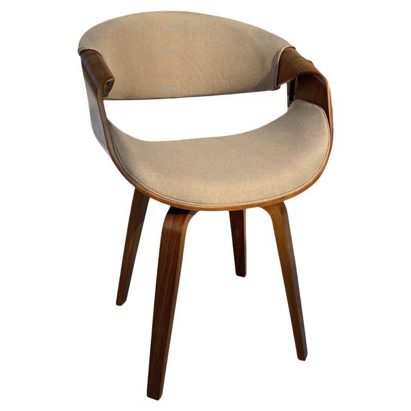 Nordic Curved Bent Wood Leather Dining Chair
