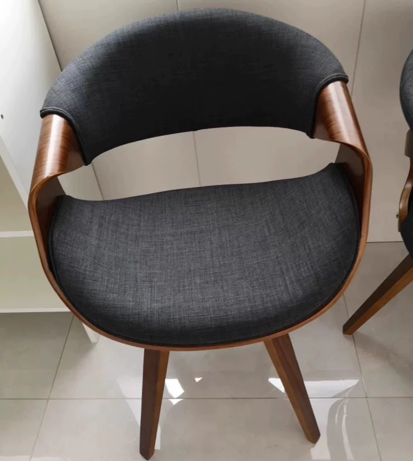 Nordic Curved Bent Wood Leather Dining Chair
