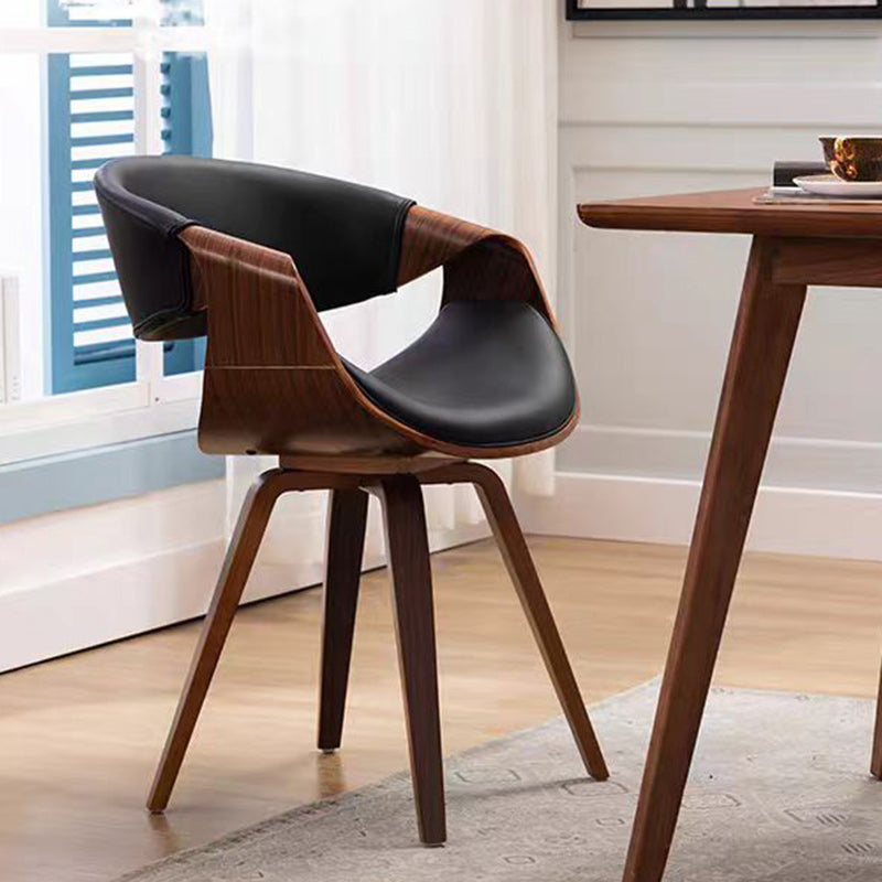Nordic Curved Bent Wood Leather Dining Chair