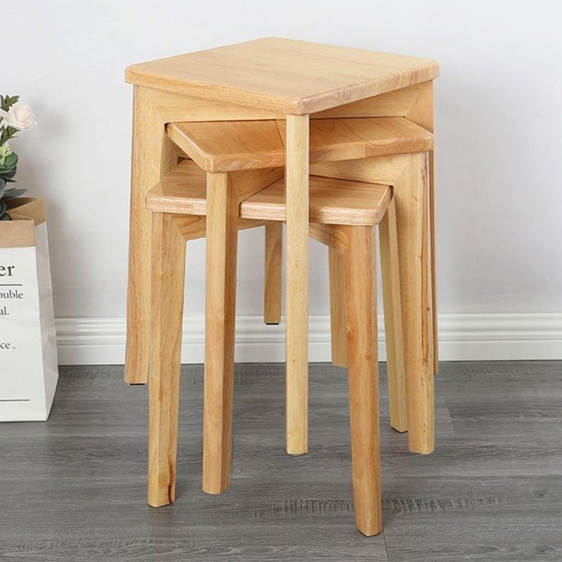 Minimalist Wood Square Low Stool — Walnut Color