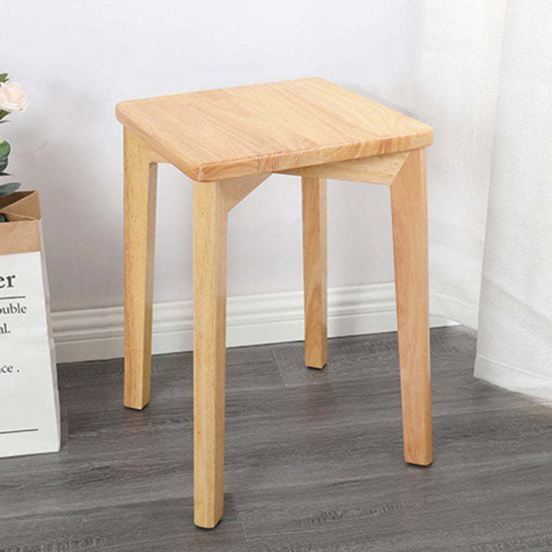 Minimalist Wood Square Low Stool — Wood Color