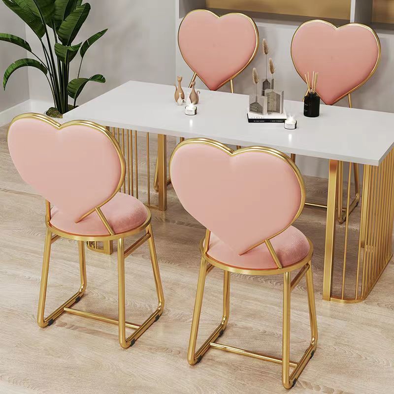 Steel Flannelette Heart Dining Chair — Light Gray