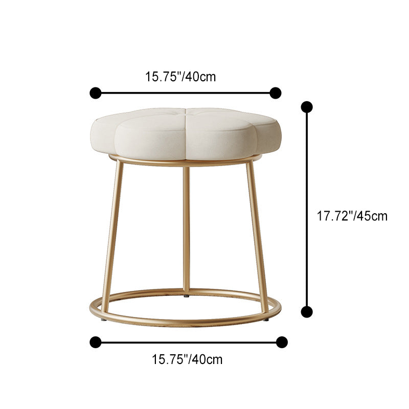 Minimalist Floral Velvet Steel Vanity Stool — Green