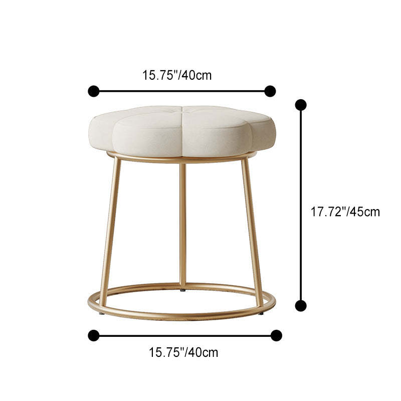 Minimalist Floral Velvet Steel Vanity Stool — Green