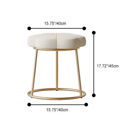 Minimalist Floral Velvet Steel Vanity Stool — Green