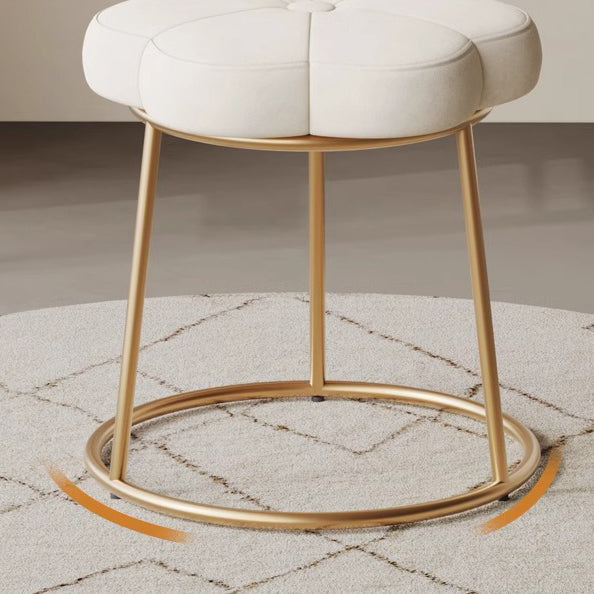 Minimalist Floral Velvet Steel Vanity Stool