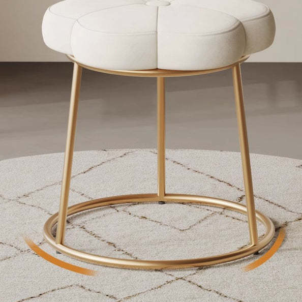 Minimalist Floral Velvet Steel Vanity Stool