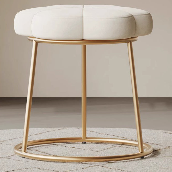 Minimalist Floral Velvet Steel Vanity Stool